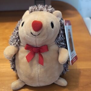 Department 56 Plush Hedgehog Toy with Red Bow Talks